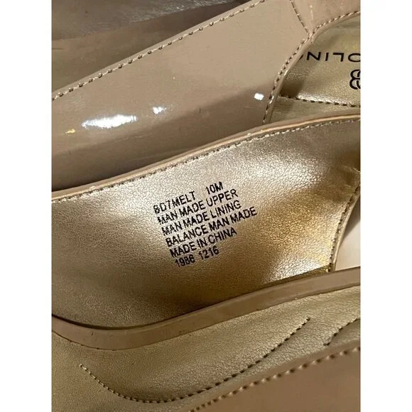 NEW Bandolino sz 10 Patent Taupe Tan 3.5" Heels Open Toe - Picture 8 of 8